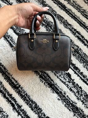 Coach Mini Satchel in Dark Brown/Black with Gold Hardware